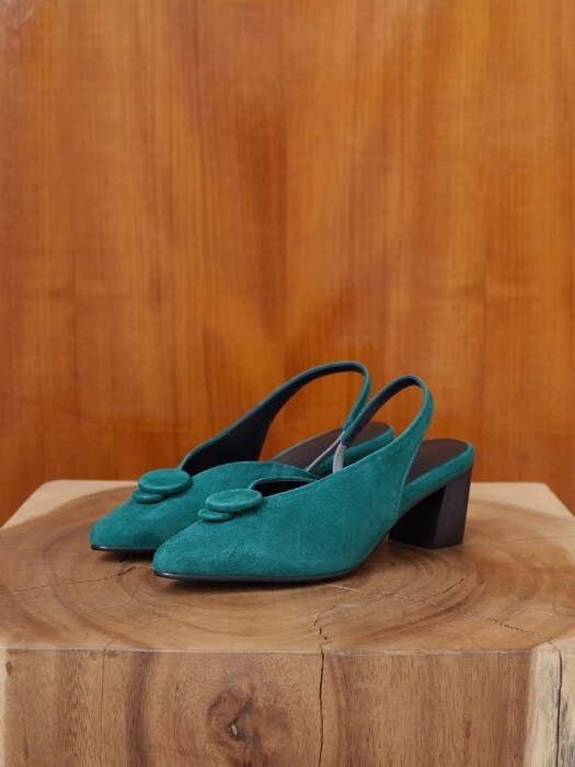 Double button sling back Green