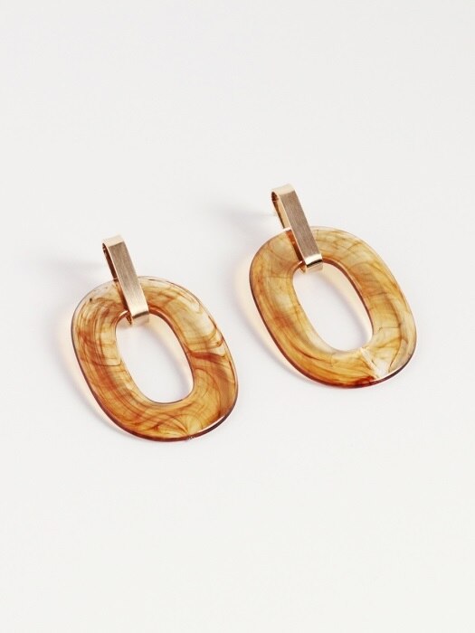 brown texture oval earring