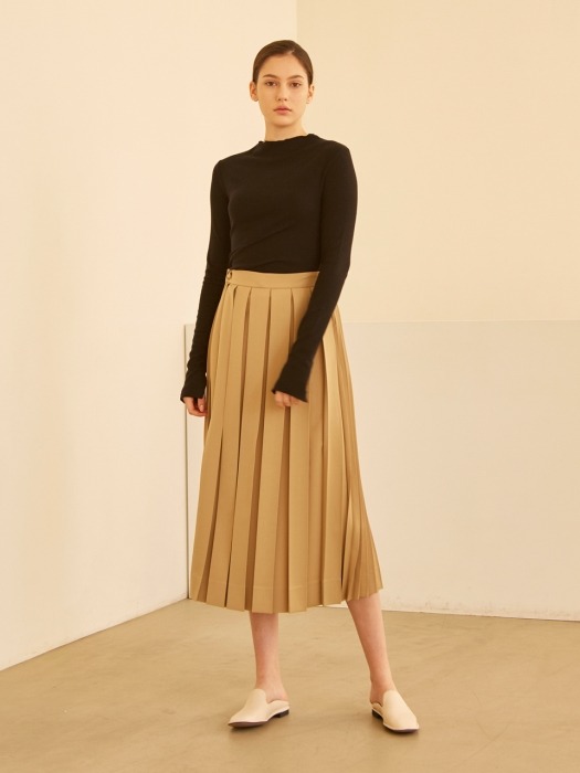 19SS PLEATED WRAP SKIRT YELLOW GREEN