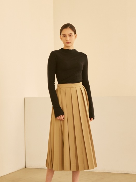 19SS PLEATED WRAP SKIRT YELLOW GREEN