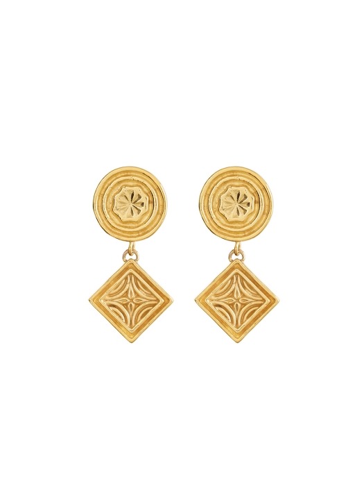 Classic circle square earrings (925 silver)
