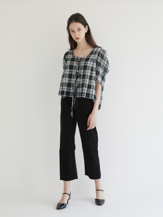 19 SUMMER_Black Check Bolero Blouse