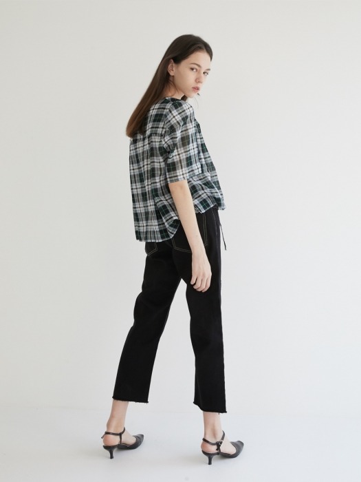 19 SUMMER_Black Check Bolero Blouse