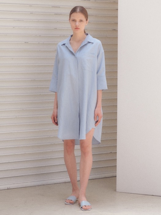 Summer linen shirts dress [BL]