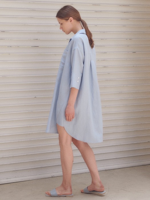 Summer linen shirts dress [BL]