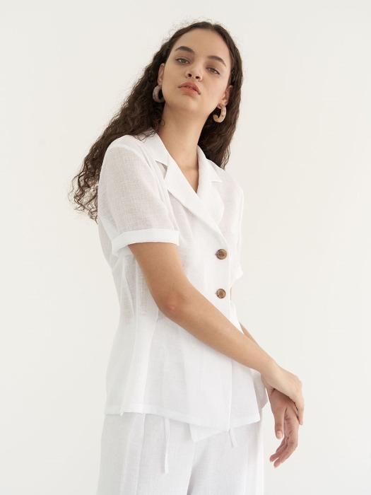 Double Button Blouse - White