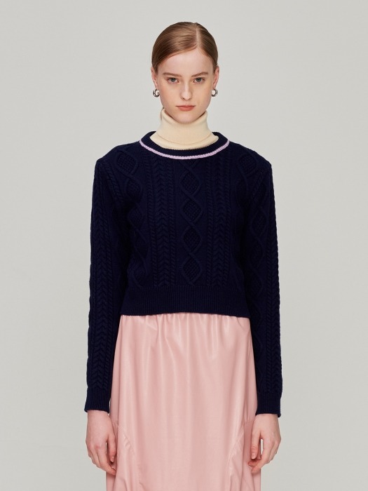 Wool Crop Sweater_Navy