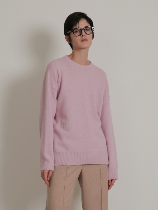 EMBROIDERY CASHMERE KNIT_PINK
