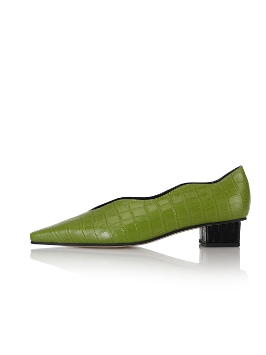 Cassie 2 flat shoes / 20RS-F087 Black croc+Yellow green croc