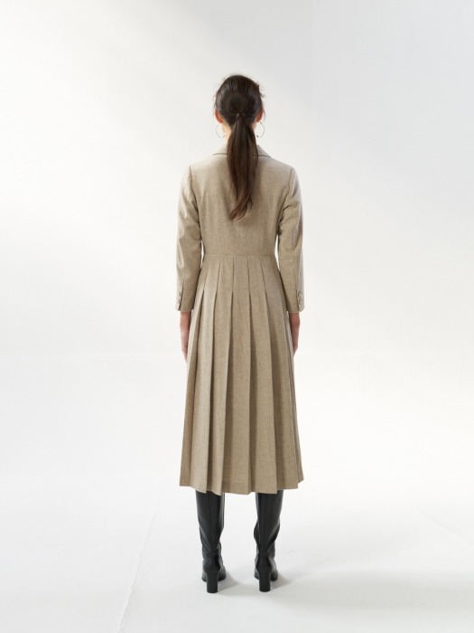 NTW WOOL PLEATED DRESS 2COLOR