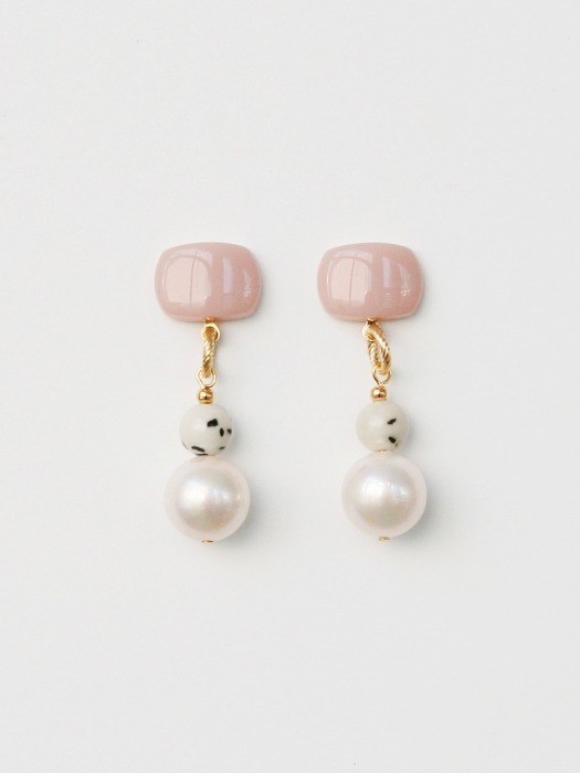 baby pink mix ball earrings