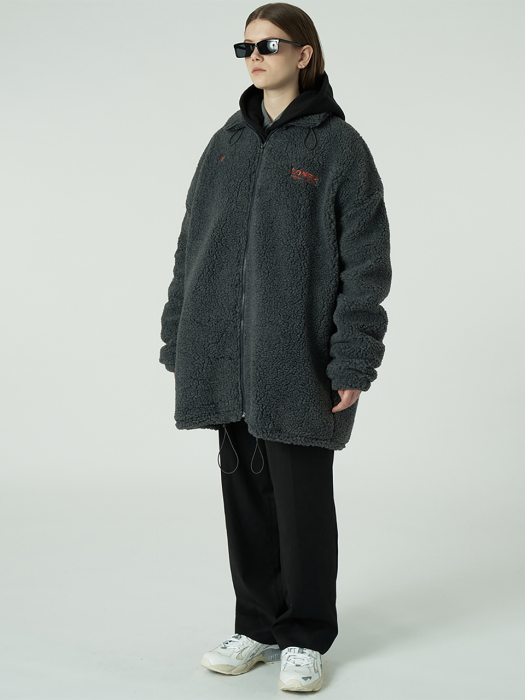[L]Gmt long fleece jacket-charcoal