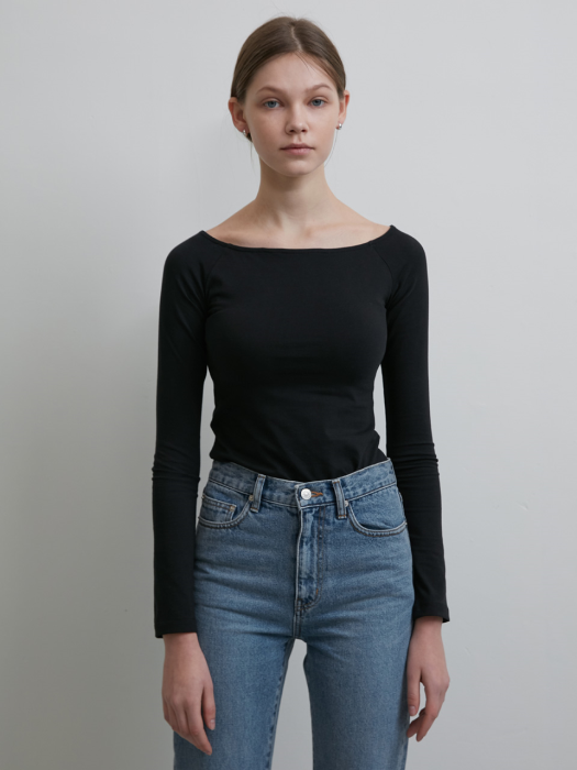 OFF SHOULDER JERSEY TOP BLACK UDTS0E201BK