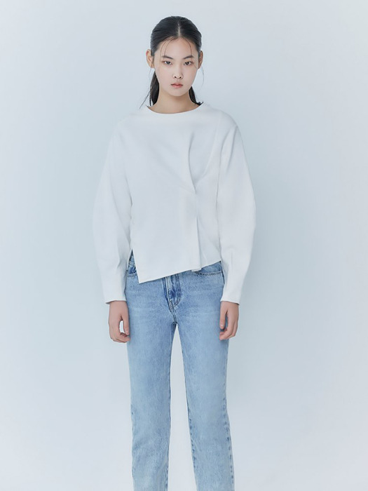 Unbalance Hem Sweatshirts - White (KE0140M041)