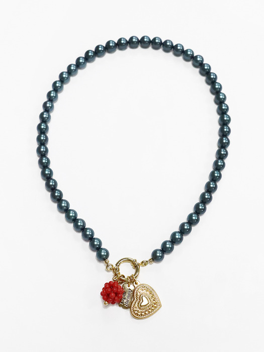 Berry pearl necklace (Dark cyan)