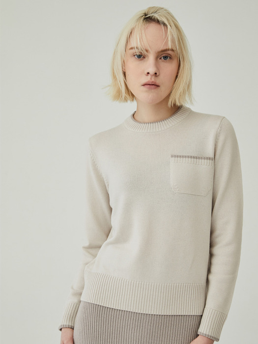 WOOL POCKET TOP - DOVE