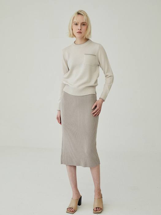 WOOL POCKET TOP - DOVE