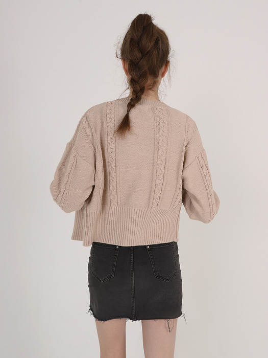 Cable Cardigan Set_Beige