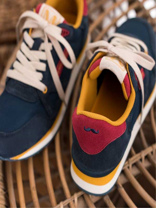 Mens Andre Suede Navy Red Sneakers