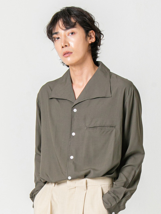 Newtro Wing Collar Basic Shirts(Charcoal)