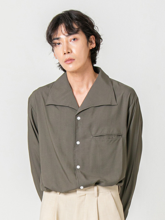 Newtro Wing Collar Basic Shirts(Charcoal)