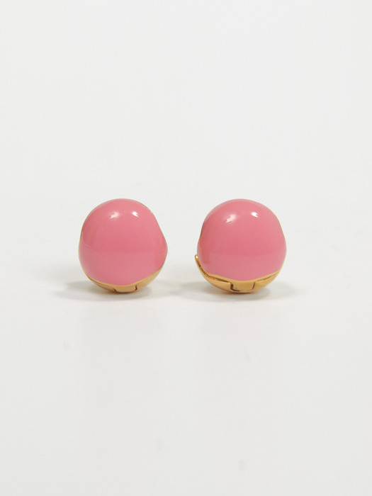 Enamel Ball Earrings_20 Pink