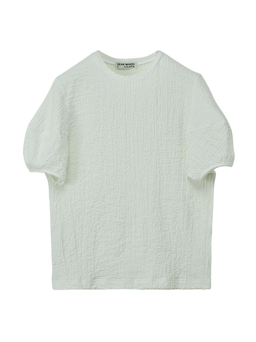 SEERSUCKER VOLUME PUFF T-SHIRTS WHITE