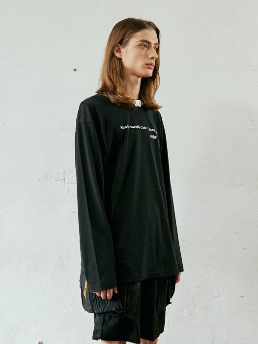 PLEATS SIDE LONG SLEEVE BLACK