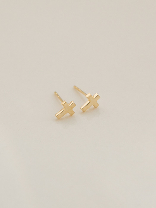 14k gold basic cross earrings (14K 골드)