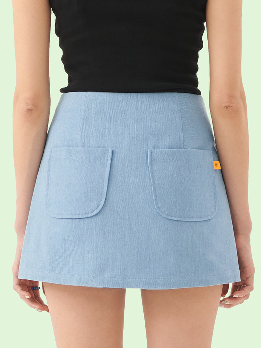 Rose Denim Skirt pants [LIGHT BLUE]
