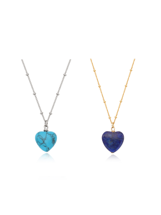 Blue heart gemstone necklace_2Color