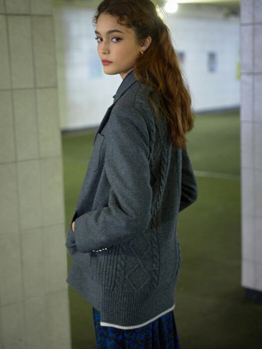 knitted single jacket Gray