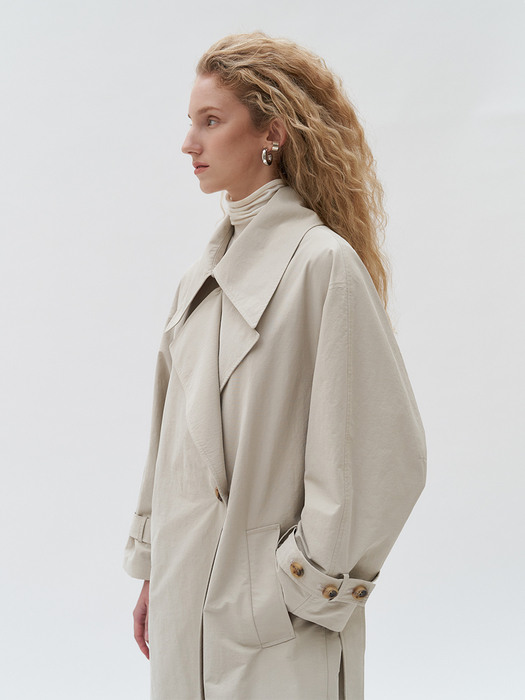 TTF DOUBLE TRENCH COAT BEIGE