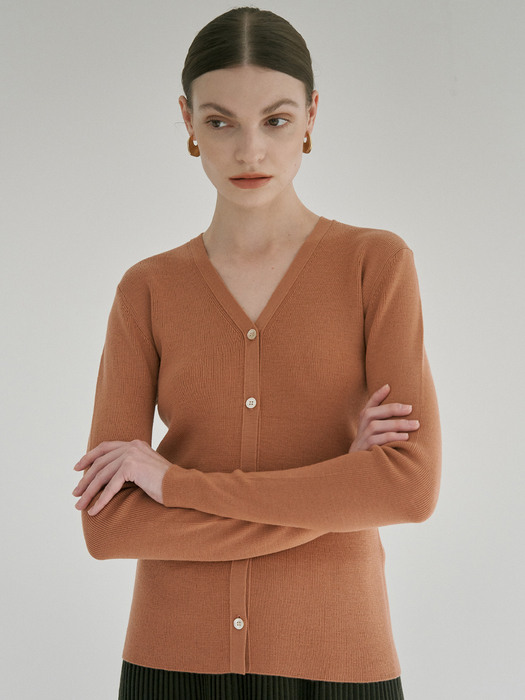 REFINED WOOL BUTTON TOP - CORAL