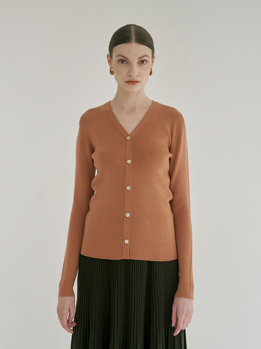 REFINED WOOL BUTTON TOP - CORAL