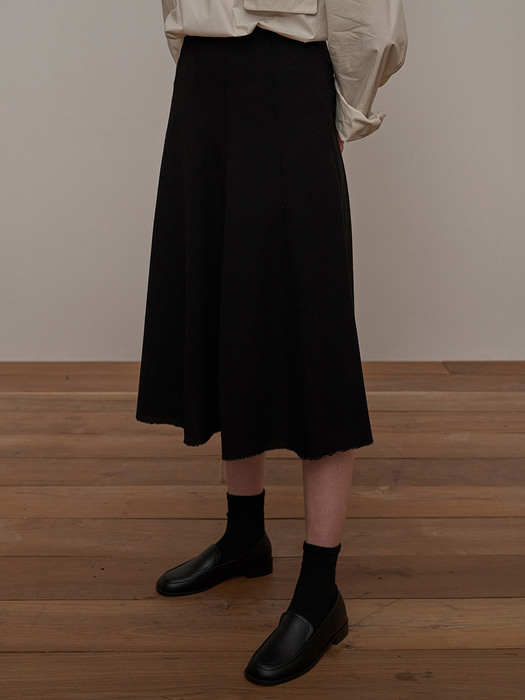 A- line midi Skirt (Black)