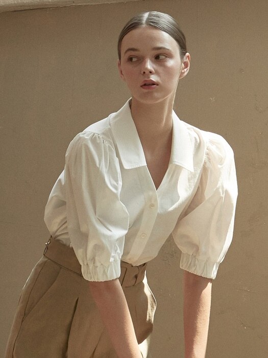 ouie389 banded sleeve puff shirts (ivory)