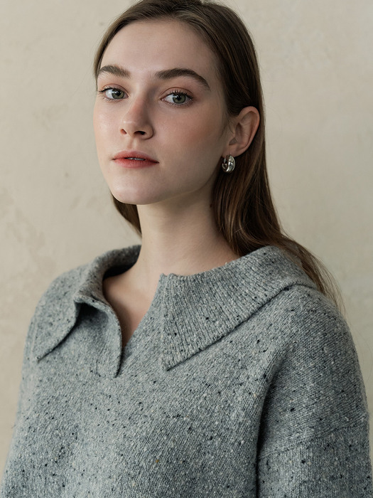 comos434 wool pullover collar knit (gray)