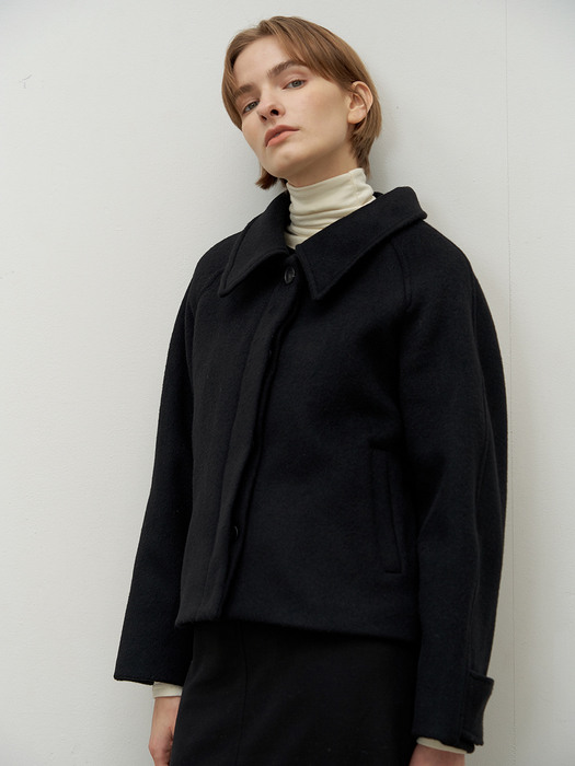 Short raglan coat - Black