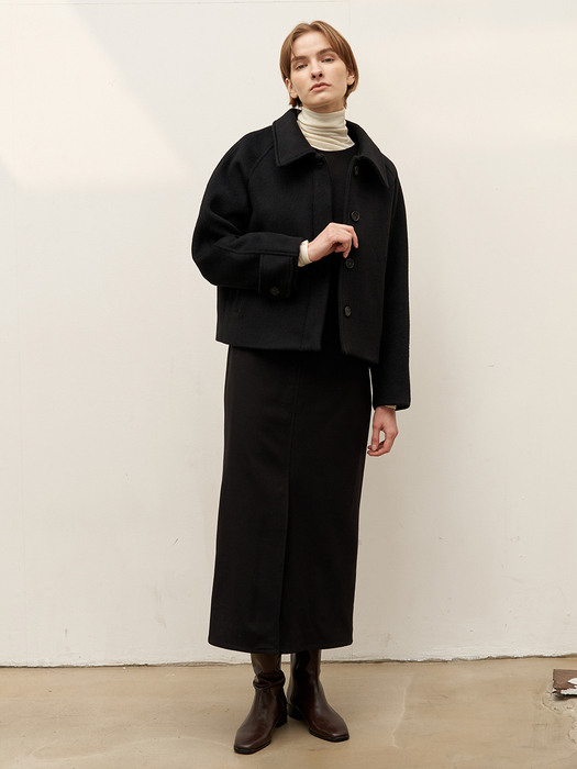 Short raglan coat - Black