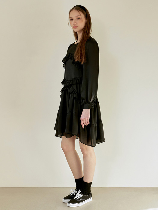 Jasmin Ruffle Dress_Black