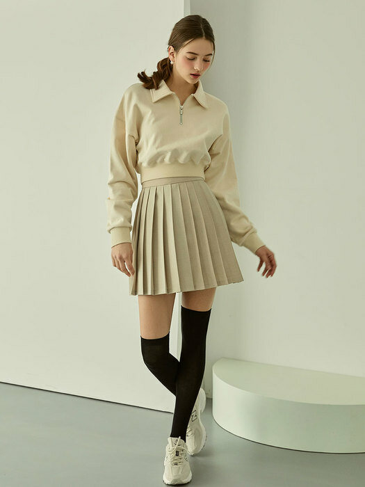 Lovely Pleats Mini Skirt (Beige)