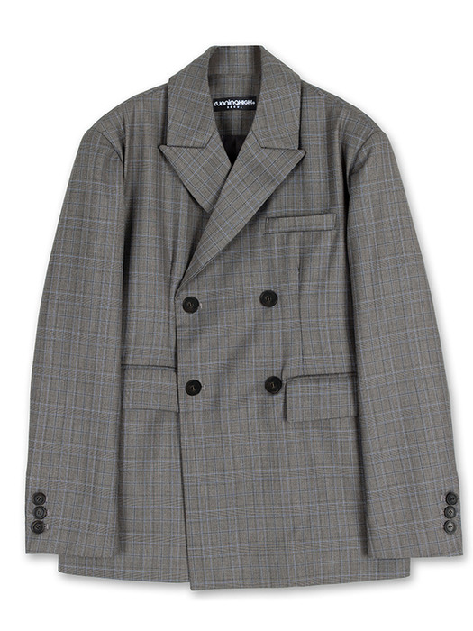 OVERSIZED DOUBLE BREASTED BLAZER [GREY CHECK]