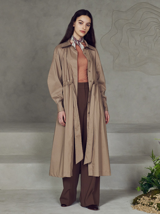 Balloon sleeve trench coat_Cocoa beige