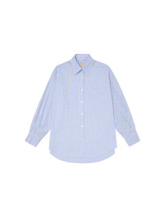 SI TP 5019 Oversized Cotton Shirt_Cobalt stripe