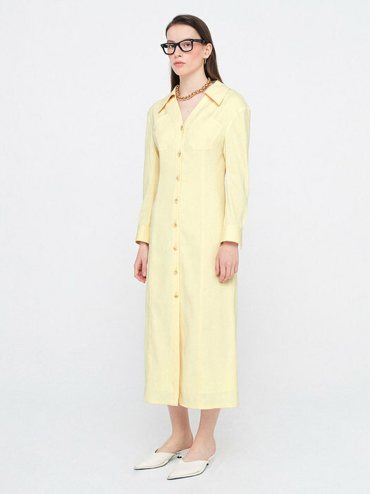 Long Shirts Dress_Light Yellow