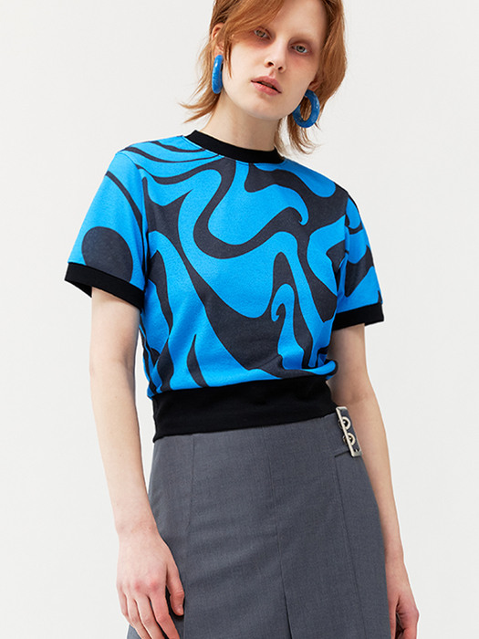 Wave Print Top (Blue)