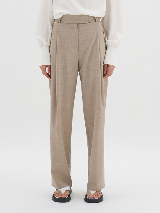 WOOL-BLEND COCOON-FIT TROUSERS - GREIGE