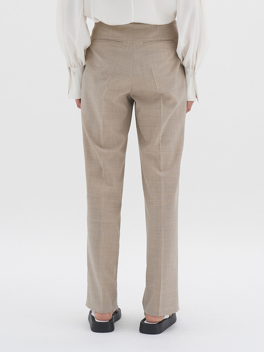 WOOL-BLEND COCOON-FIT TROUSERS - GREIGE