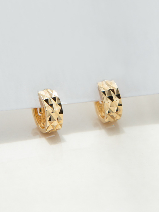 14K Gold Twinkle Cutting Mini Onetouch Earrings (14k골드) s20
